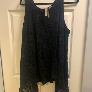 Black dressy tank lace overlay